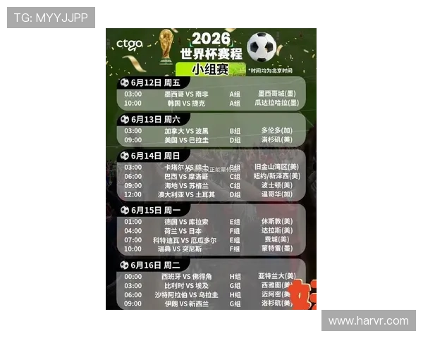 2026年世界杯赛程时间表最新更新，帮助球迷提前规划观赛行程与时间安排